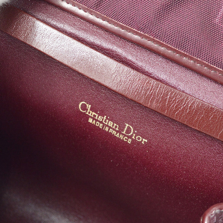 Christian Dior Double Chain Shoulder Bag Bordeaux