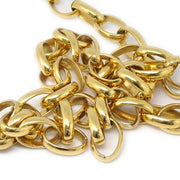 CHANEL Logo Cutout Gold Chain Pendant Necklace
