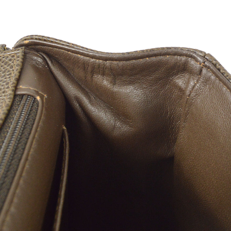 CHANEL 1994-1996 Big CC Vertical Straight Flap Jumbo Brown Caviar
