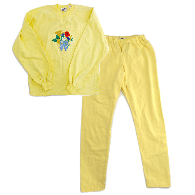 HERMES 1980s floral-embroidered cotton tracksuit #XS