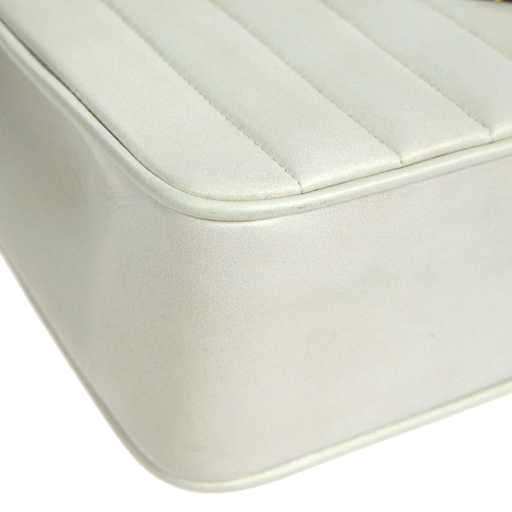 CHANEL * 1991-1994 Chevron Flap Small White Lambskin