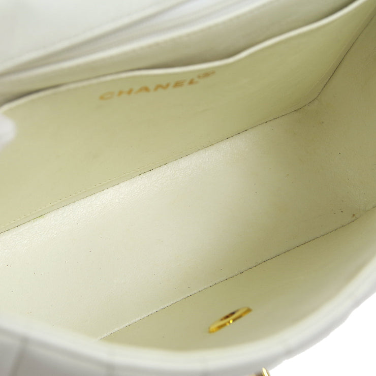 CHANEL * 1991-1994 Chevron Flap Small White Lambskin