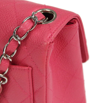 CHANEL * 2006-2008 Classic Square Flap Mini 17 SHW Pink Caviar