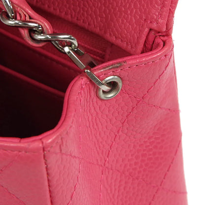 CHANEL * 2006-2008 Classic Square Flap Mini 17 SHW Pink Caviar