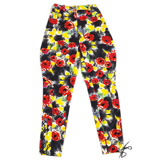 Chanel 1997 Spring camellia-print slim-cut trousers #38