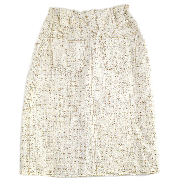 chanel white tweed skirt