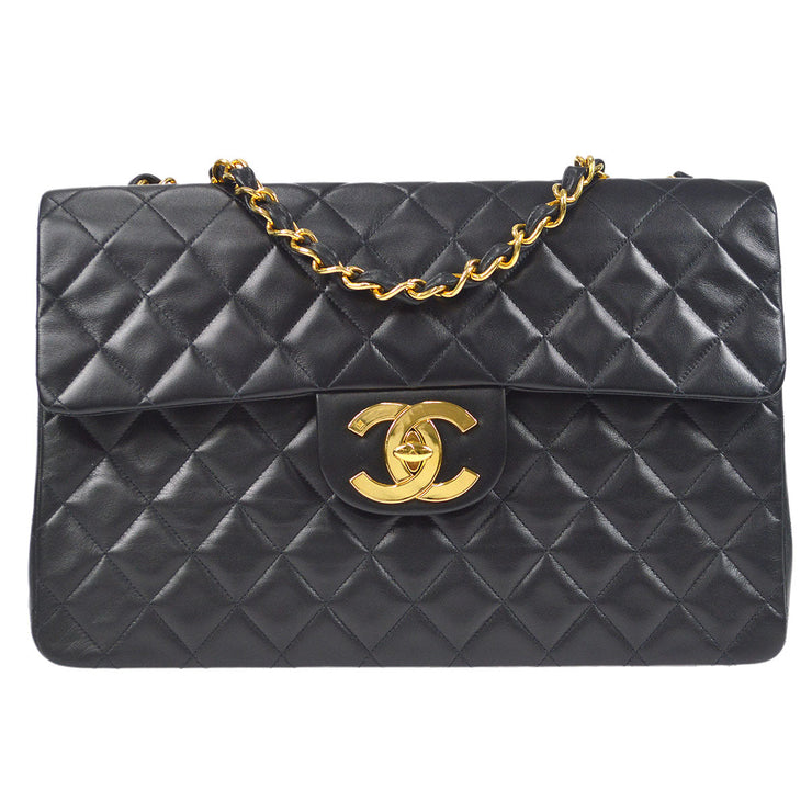 CHANEL 1994-1996 Classic Flap Maxi Black Lambskin