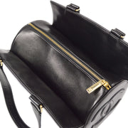CHANEL 2001-2003 Choco Bar Cylindrical Handbag Black Lambskin