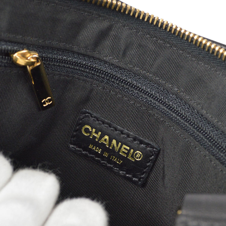 CHANEL 2001-2003 Choco Bar Cylindrical Handbag Black Lambskin