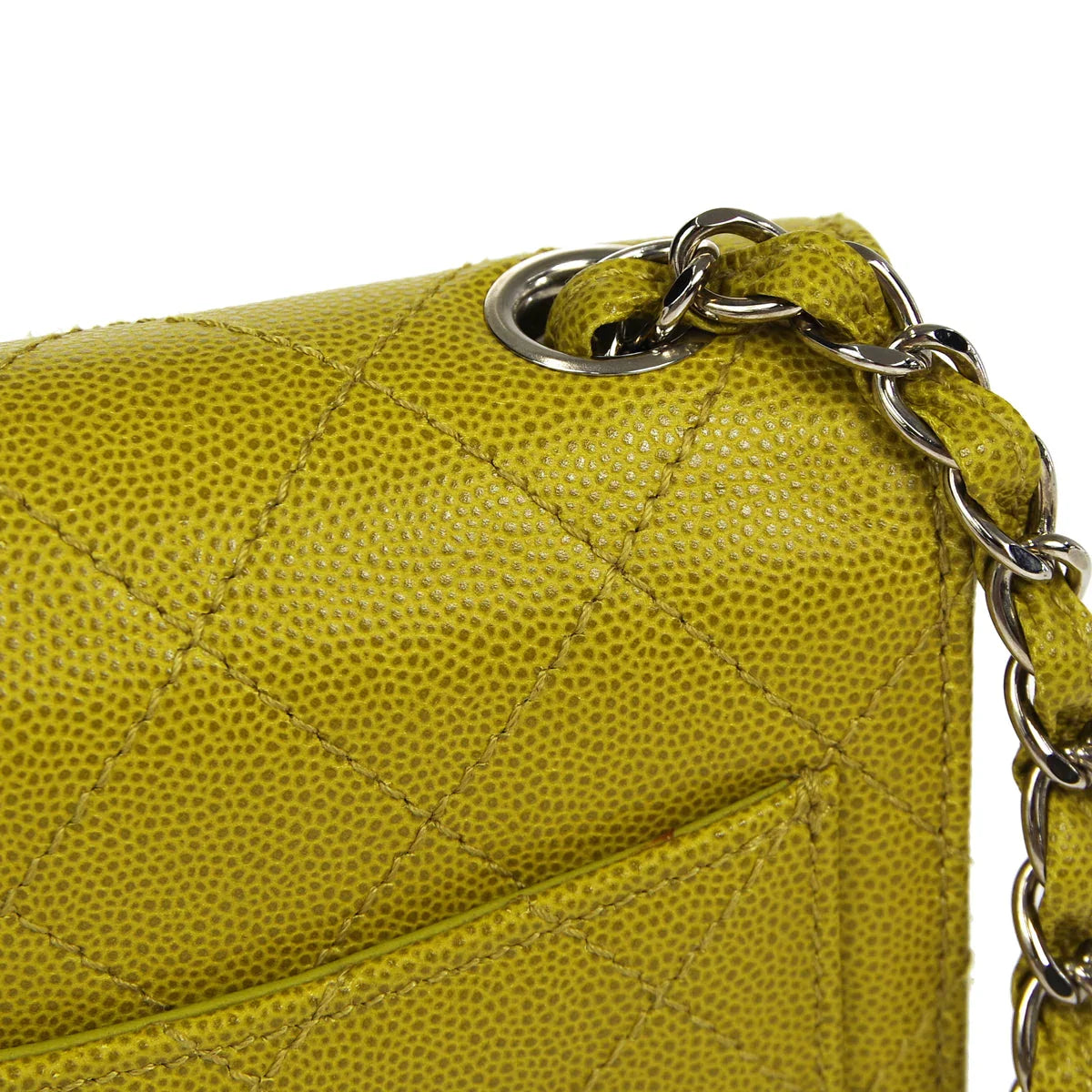 CHANEL * 1997-1999 Classic Square Flap 17 Green Caviar