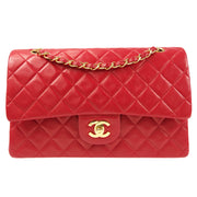 CHANEL 1990s Classic Double Flap Medium Red Lambskin