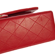 CHANEL 1990s Classic Double Flap Medium Red Lambskin