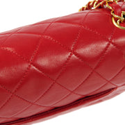 CHANEL 1990s Classic Double Flap Medium Red Lambskin