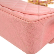 CHANEL Classic Flap Mini Square Chain Shoulder Bag Pink Caviar