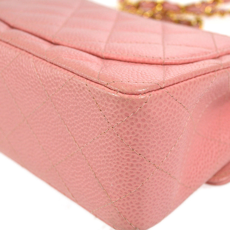 CHANEL Classic Flap Mini Square Chain Shoulder Bag Pink Caviar