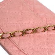 CHANEL Classic Flap Mini Square Chain Shoulder Bag Pink Caviar