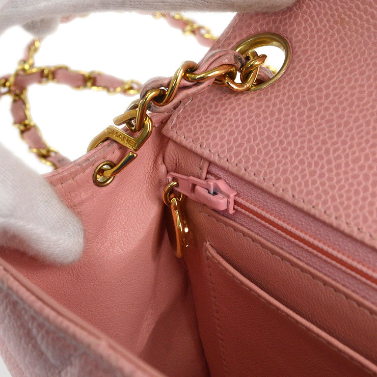 CHANEL Classic Flap Mini Square Chain Shoulder Bag Pink Caviar