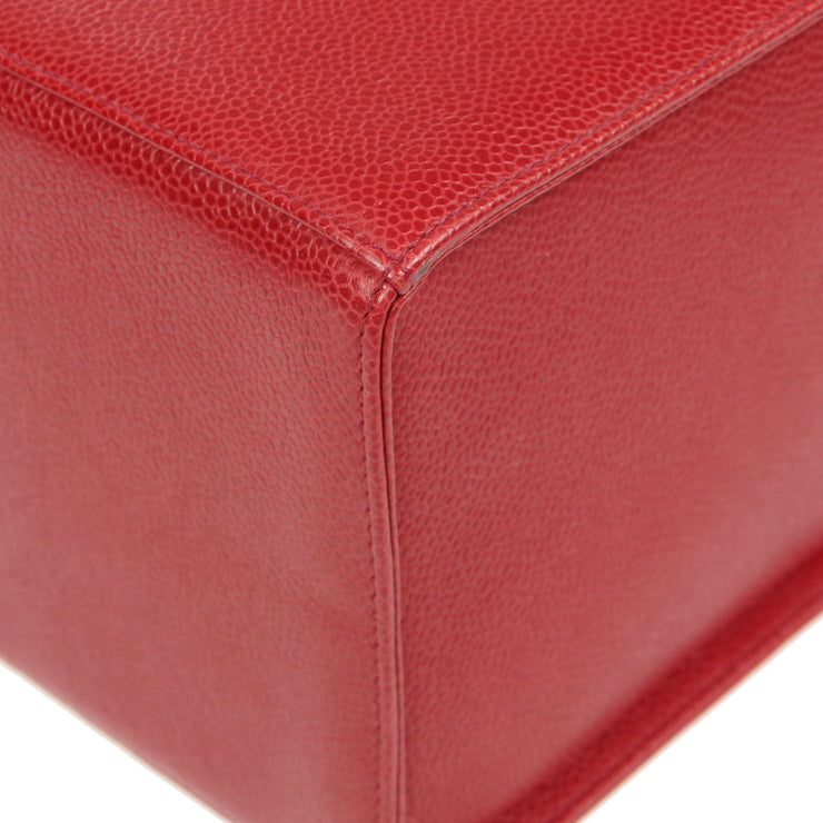 CHANEL 1994-1996 Circled CC Vanity Handbag Red Caviar