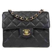 CHANEL Classic Flap Mini Square Chain Shoulder Bag Black Caviar