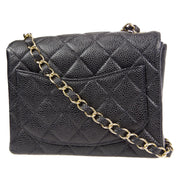 CHANEL Classic Flap Mini Square Chain Shoulder Bag Black Caviar