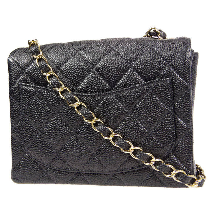 CHANEL Classic Flap Mini Square Chain Shoulder Bag Black Caviar