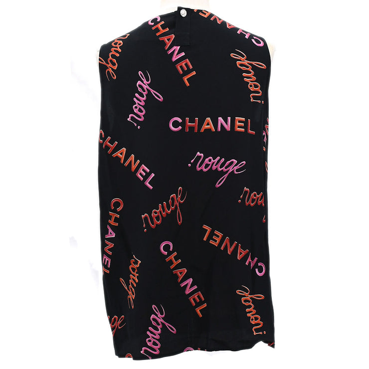Chanel 1996春季徽标印刷无袖丝绸上衣＃42