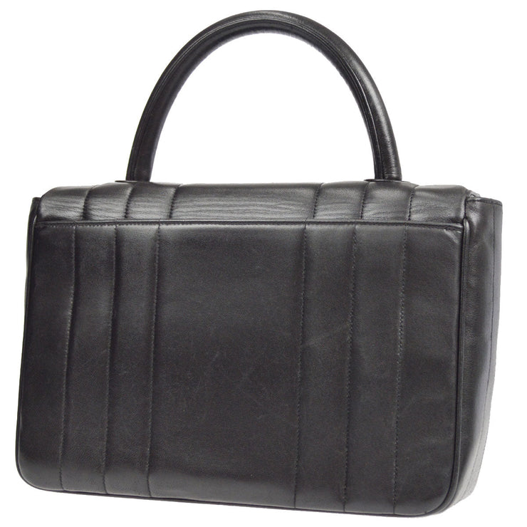 Chanel 1994-1996 Border Vertical Handbag Black Lambskin