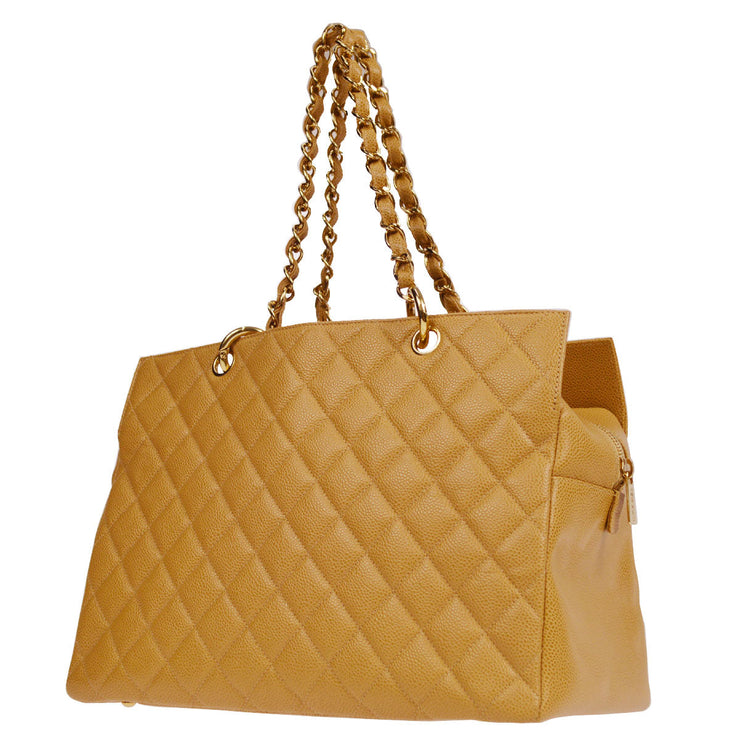 Chanel 2003-2004 Grand Shopping Tote GST Beige Caviar