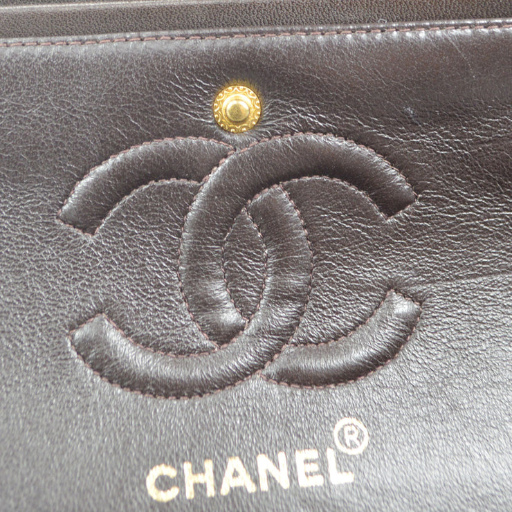 Chanel 1994-1996 Classic Double Flap Small Brown Lambskin