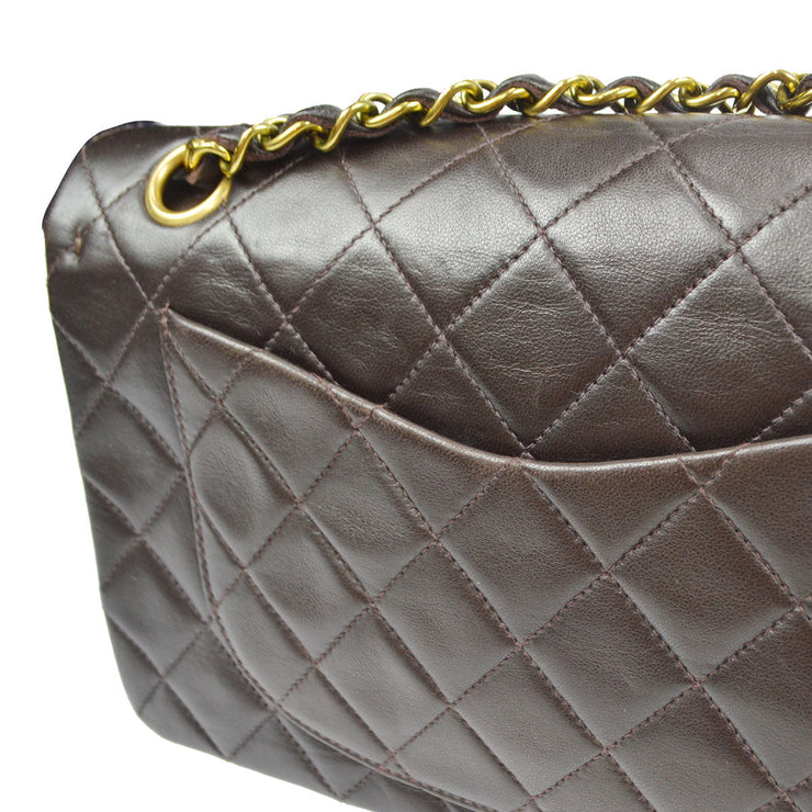 Chanel 1994-1996 Classic Double Flap Small Brown Lambskin