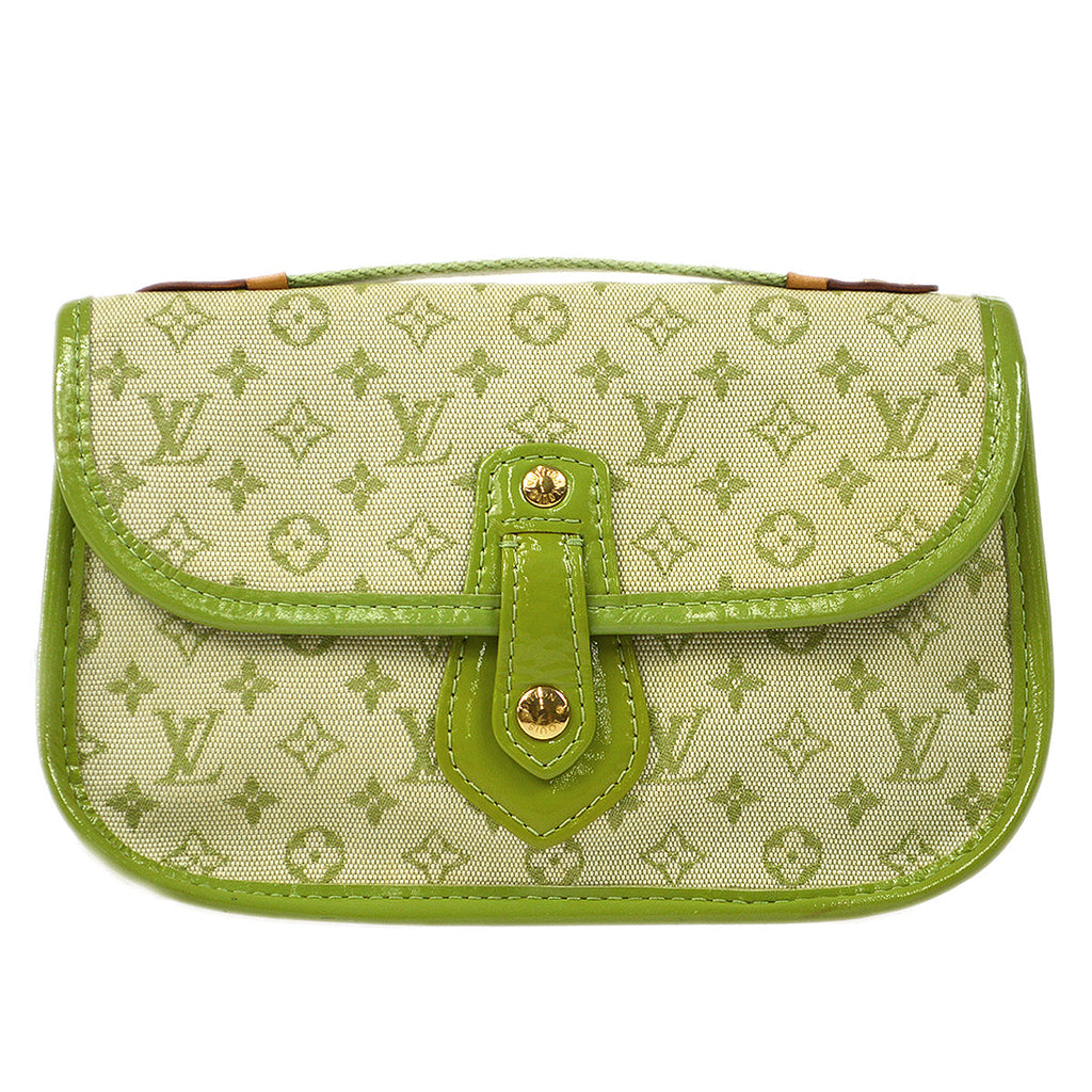 Louis Vuitton Green Mini Lin Anna Sophie Pochette Clutch Bag
