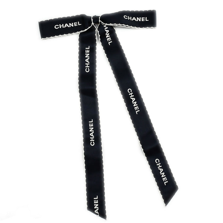 Chanel Ribbon Bow Brooch Pin Corsage Navy