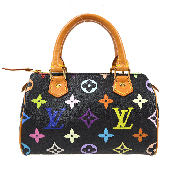 LOUIS VUITTON Monogram Multicolor Mini Speedy Hand Bag White