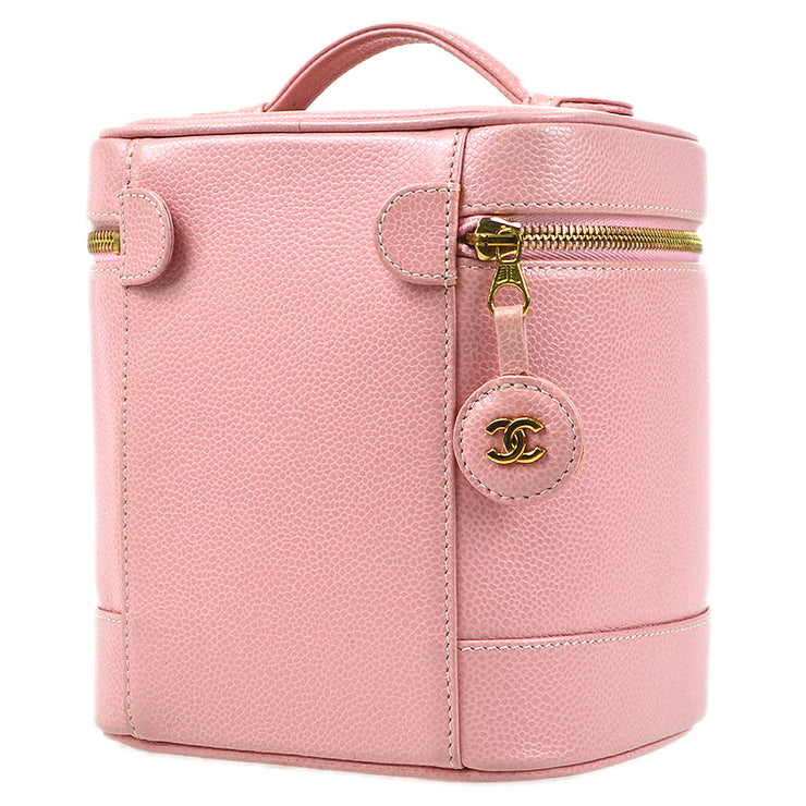 CHANEL 2003-2004 Timeless Vanity Handbag Pink Caviar