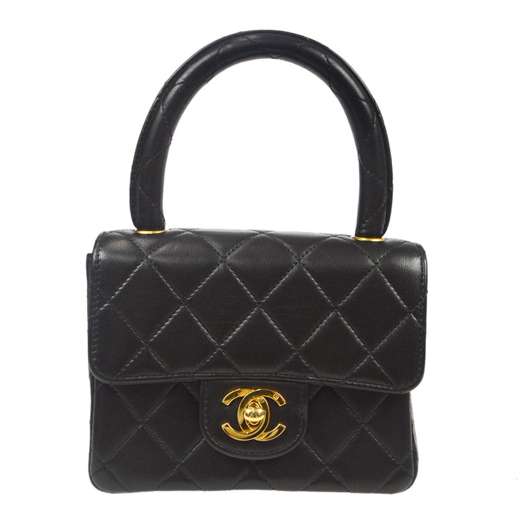 Chanel 1994 Classic Flap Handbag Micro Black Lambskin