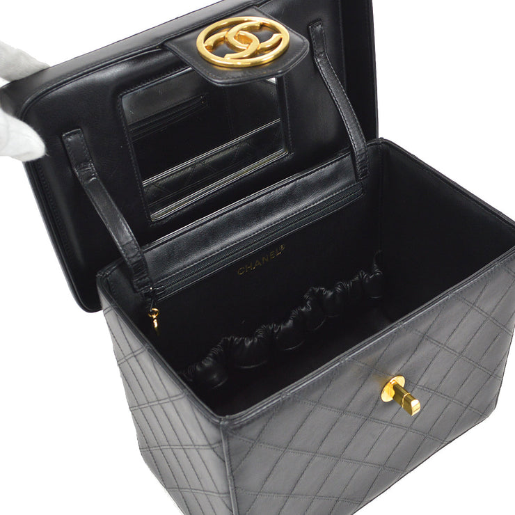 Chanel 1994-19996 Cosmoline Vanity Handbag Black Lambskin