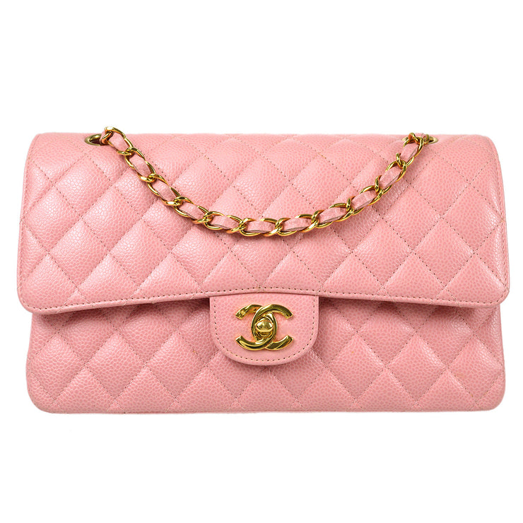 Chanel 2004-2005 Medium Classic Double Flap Bag Pink Caviar