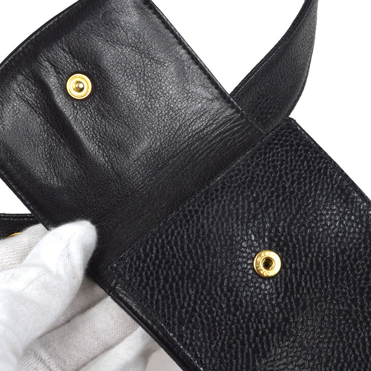 香奈儿（Chanel）1990年代带有多袋的皮带黑色鱼子酱＃80