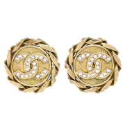 Chanel 1988 Crystal & Gold CC Earrings Clip-On 23