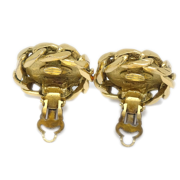 Chanel 1988 Crystal & Gold CC Earrings Clip-On 23