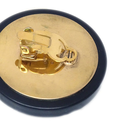 Chanel 1993 Black & Gold Button Earrings Clip-On 28