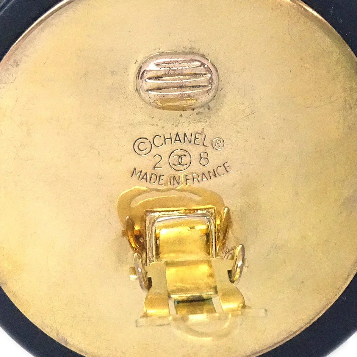 Chanel 1993 Black & Gold Button Earrings Clip-On 28