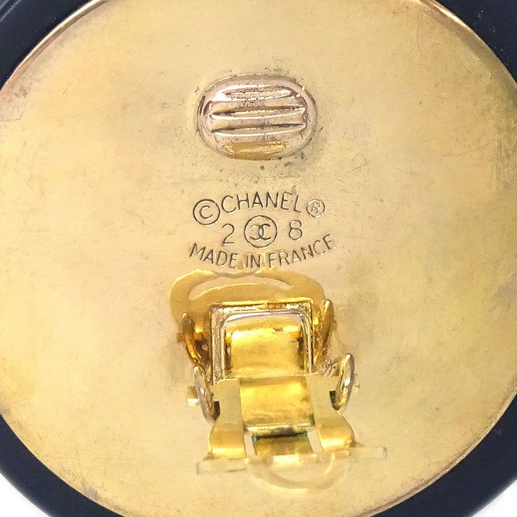 Chanel 1993黑色和金色纽扣耳环夹式28