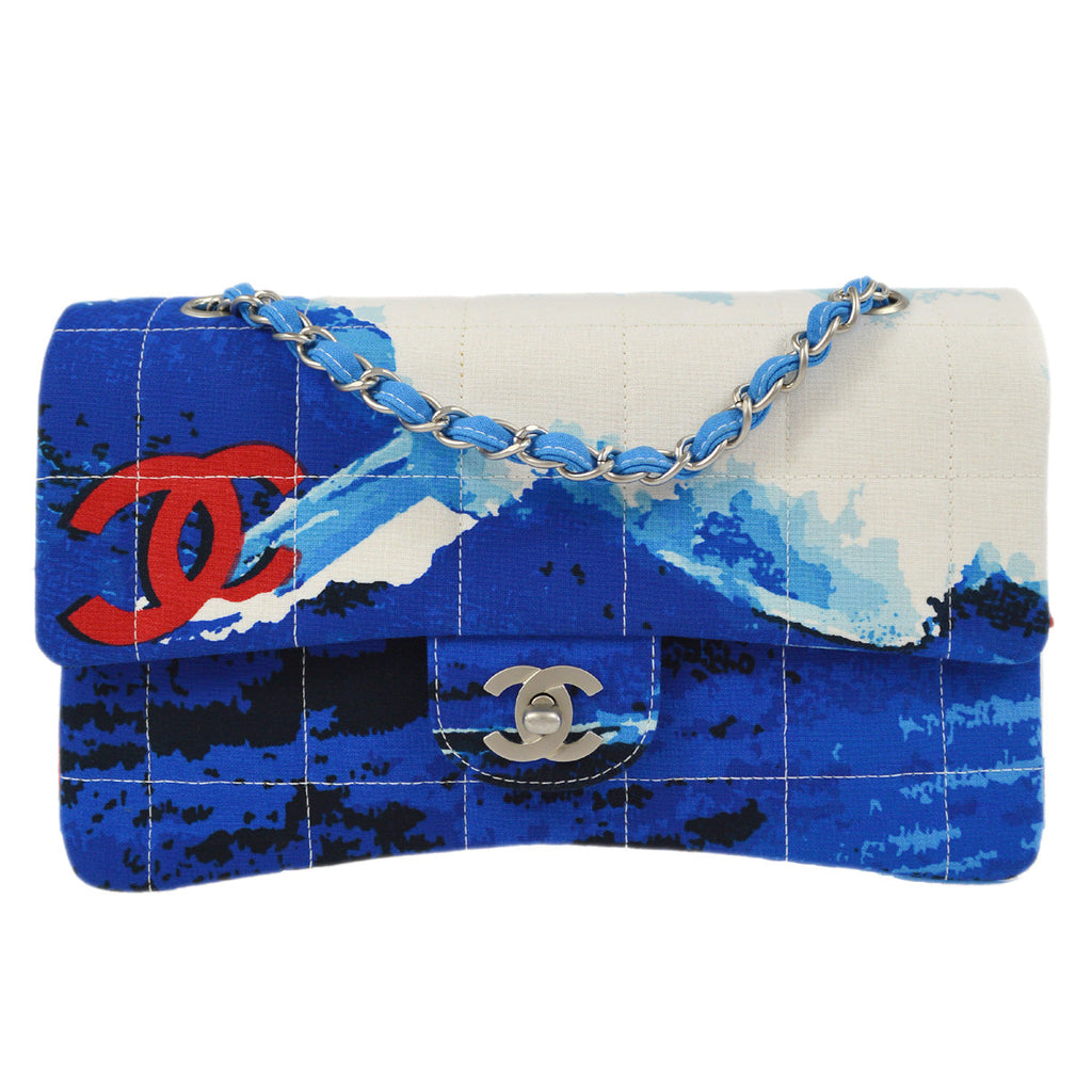 Chanel 2002 Surf Line Flap Shoulder Bag Medium Blue – AMORE Vintage Tokyo