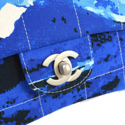Chanel 2002 Surf Line Flap Shoulder Bag Medium Blue