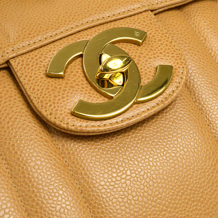 Vintage CHANEL brown caviar leather wallet with large CC stitch