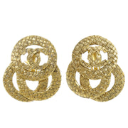 Chanel 1994 Woven CC Earrings Gold Clip-On 2848