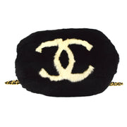 Chanel 2001 Fall CC Logo Muff Black Fur Satchel