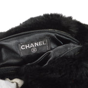 Chanel 2001 Fall CC Logo Muff Black Fur Satchel