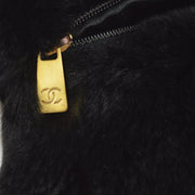 Chanel 2001 Fall CC Logo Muff Black Fur Satchel